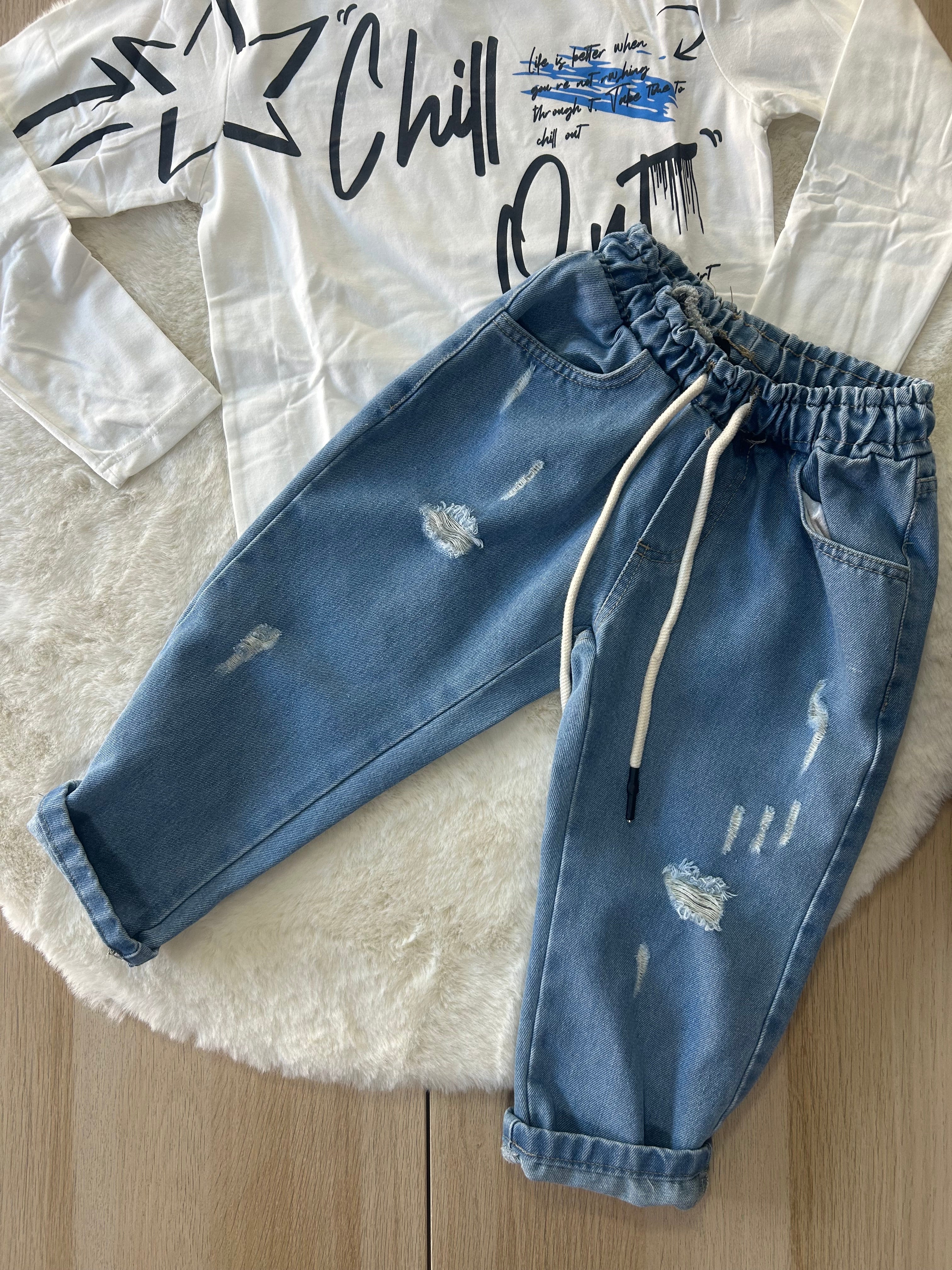 PANTALONI JEANS BAMBINO CON ELASTICO
