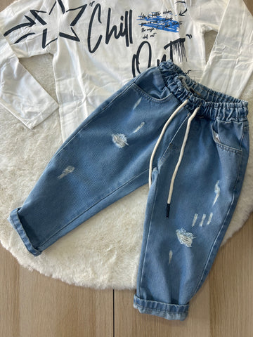 PANTALONI JEANS BAMBINO CON ELASTICO