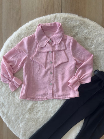 CAMICIA BAMBINA PRIMAVERILE  CON BOTTONI DI STRASS
