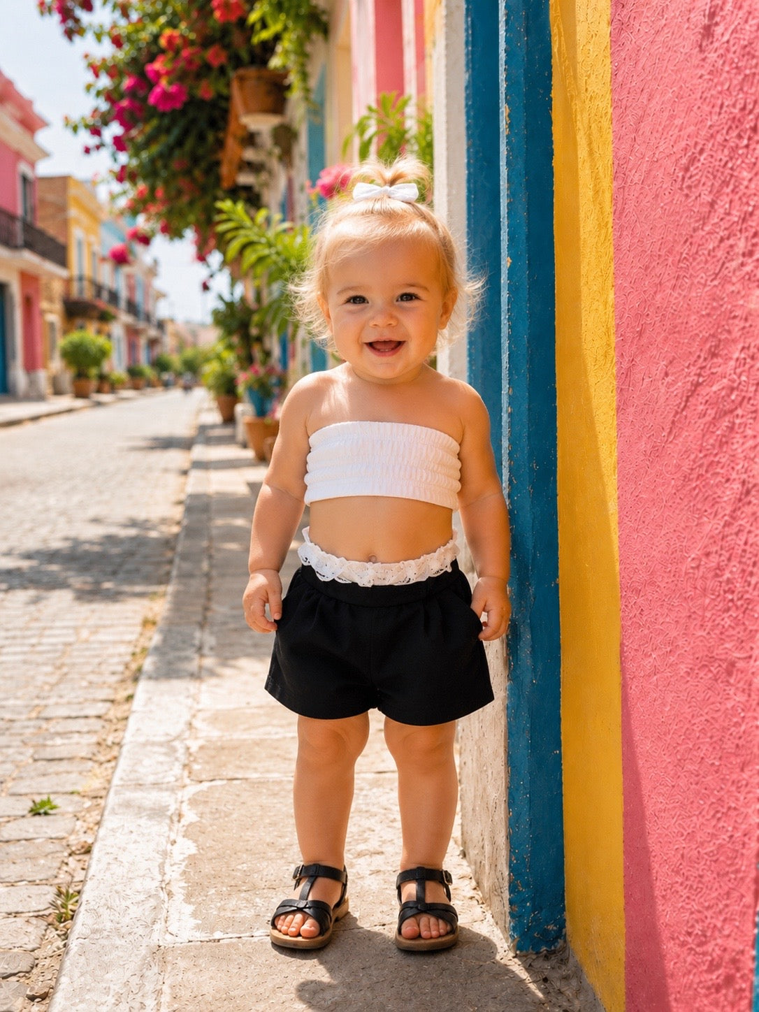 PANTALONCINO CON PIZZO NEONATA