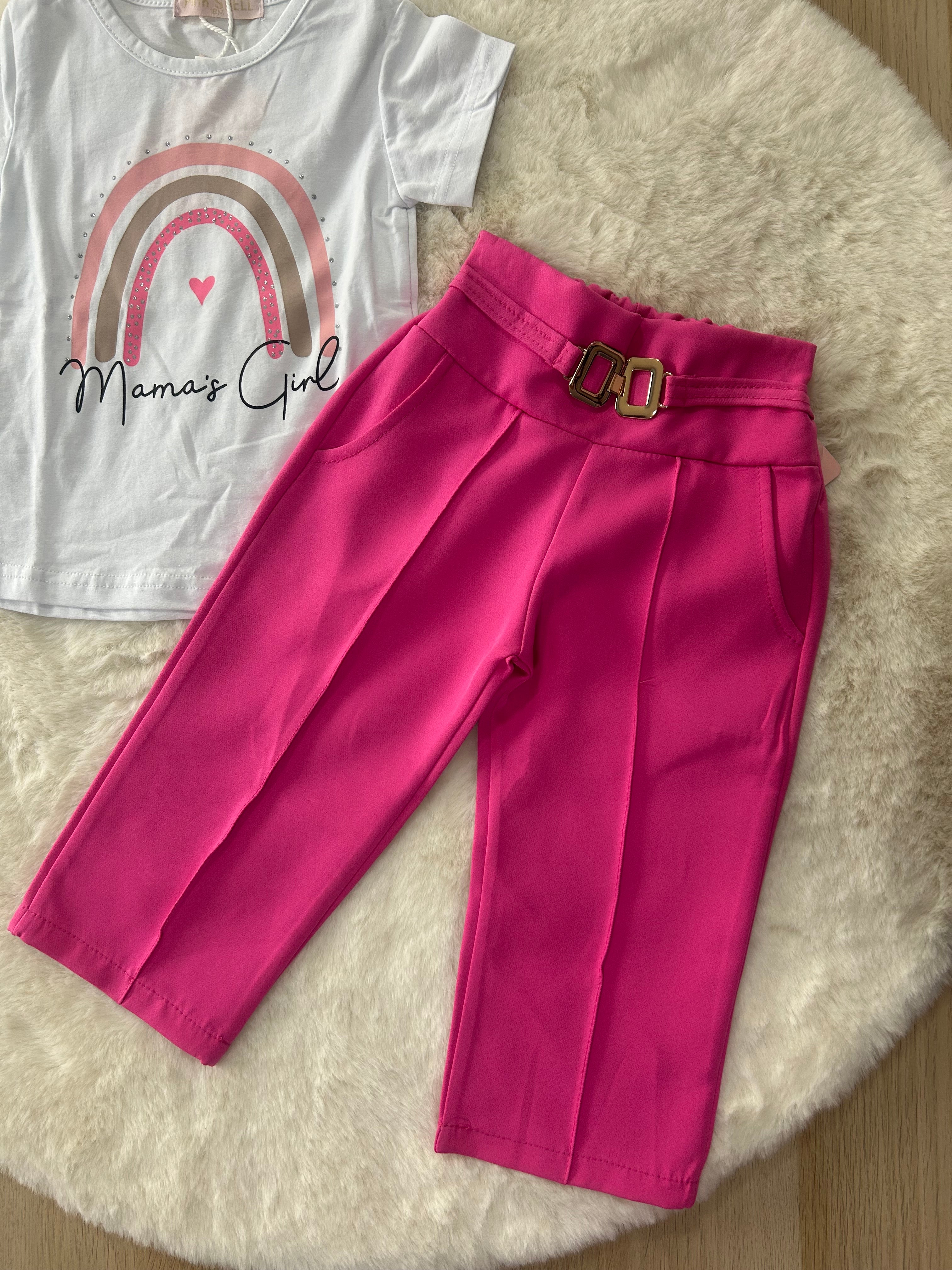 PANTALONI NEONATA PRIMAVERILE VITA ALTA