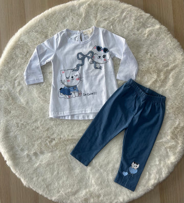 COMPLETO NEONATA PRIMAVERILE CON GATTINI