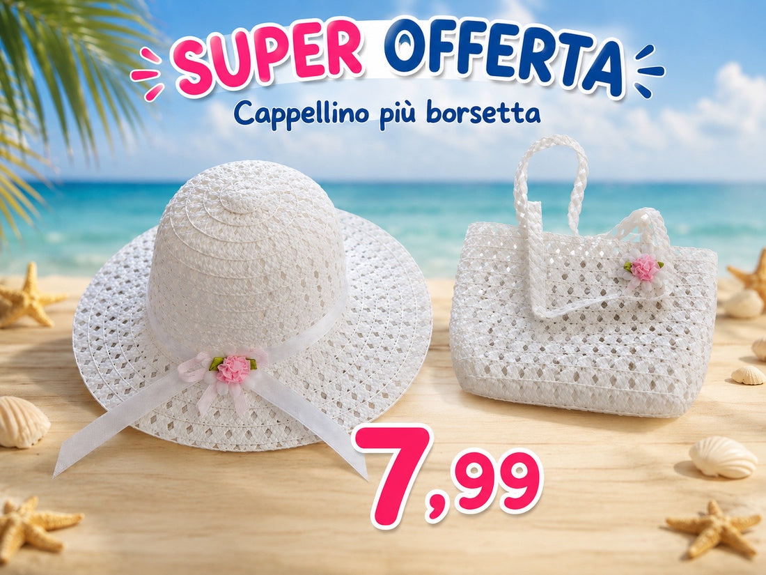 CAPPELLINO + BORSETTA DI PAGLIA BAMBINA