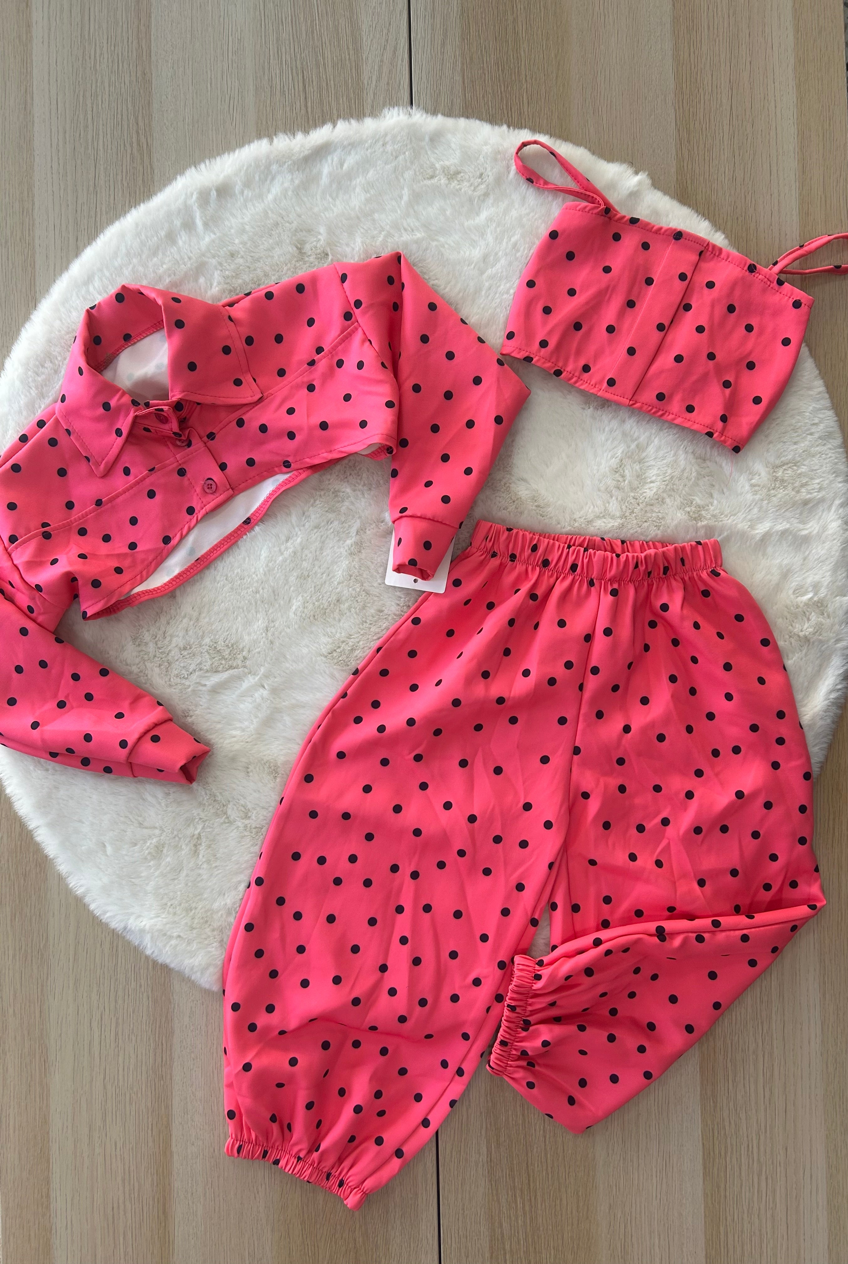 COMPLETO BAMBINA 3 PEZZI A POIS