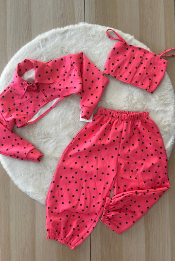 COMPLETO BAMBINA 3 PEZZI A POIS
