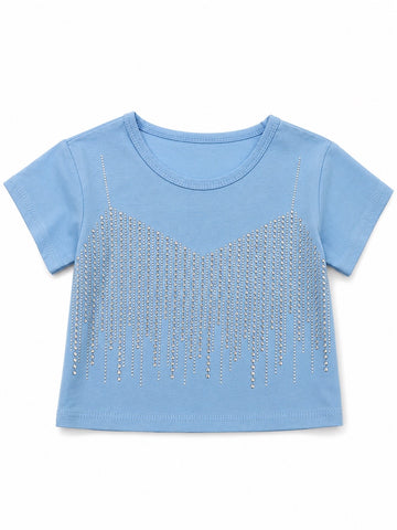 MAGLIA CROP DI STRASS BAMBINA