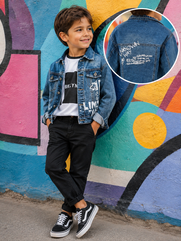 GIACCA DI JEANS CON STAMPA RETRO