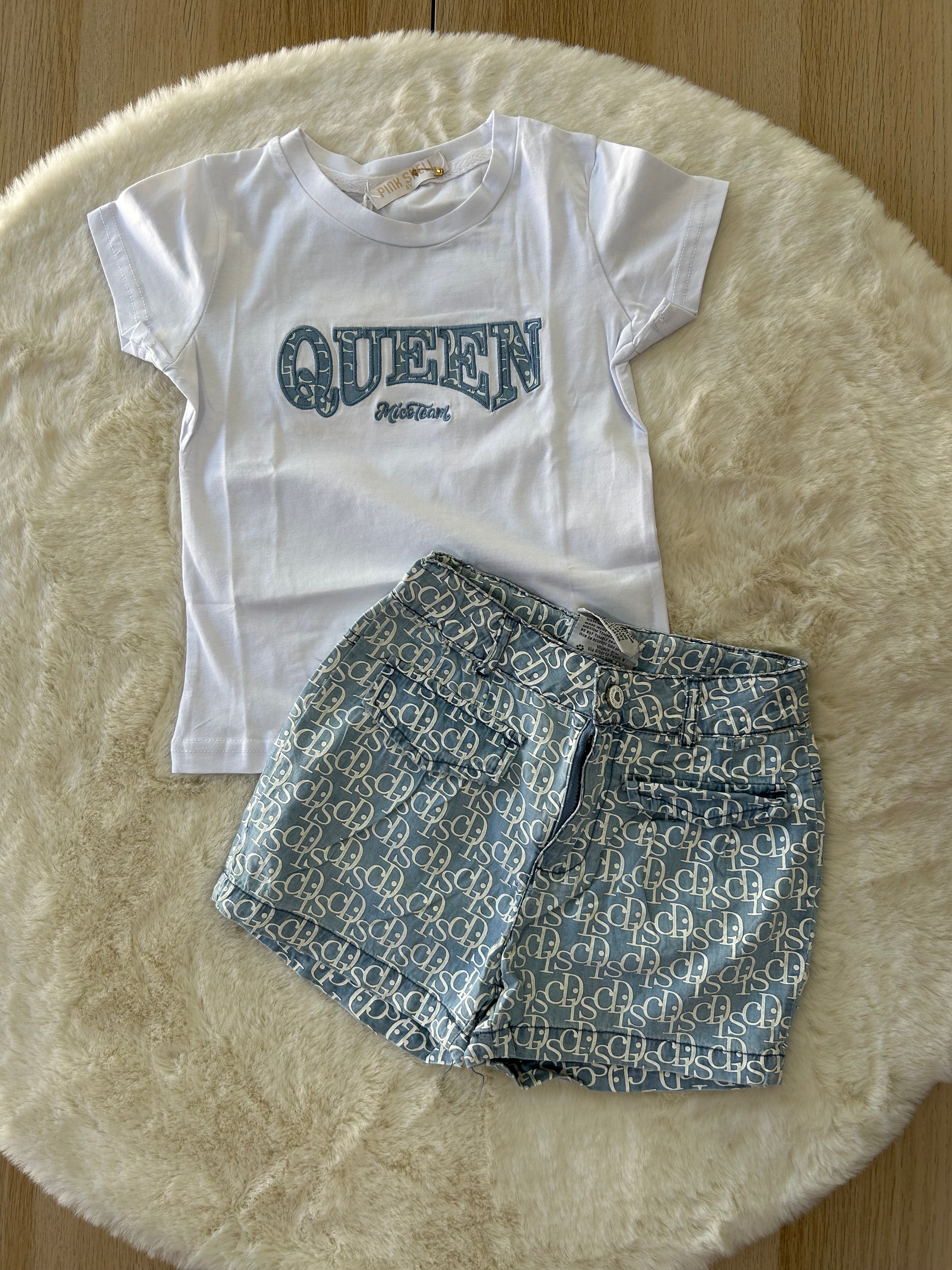COMLETO BAMBINA CON PANTALONCINO DI JEANS