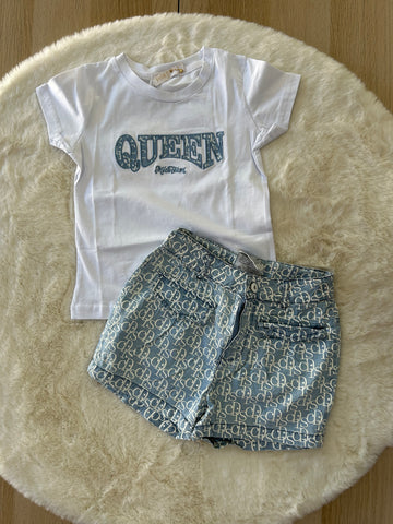 COMLETO BAMBINA CON PANTALONCINO DI JEANS