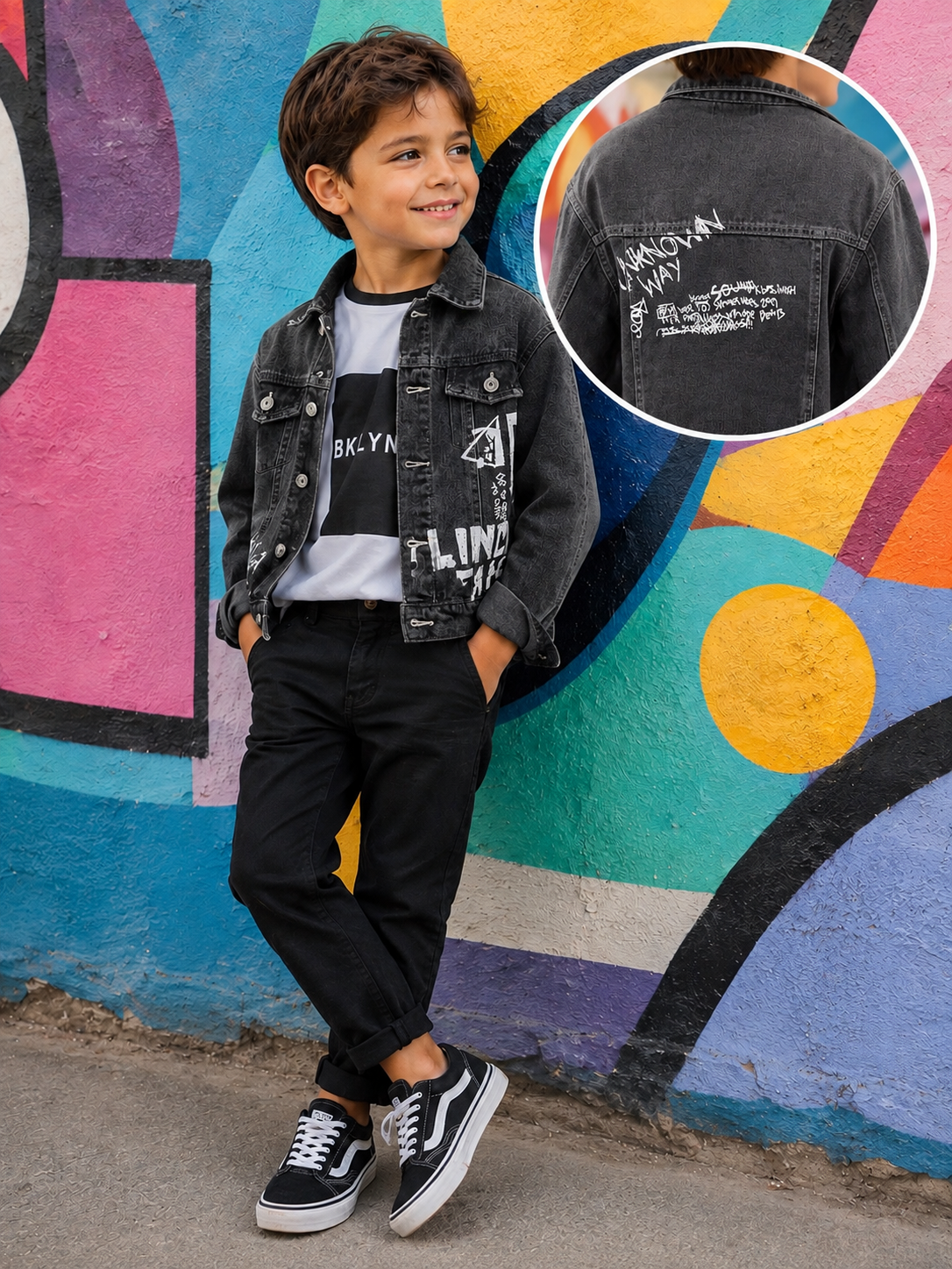 GIACCA DI JEANS CON STAMPA RETRO