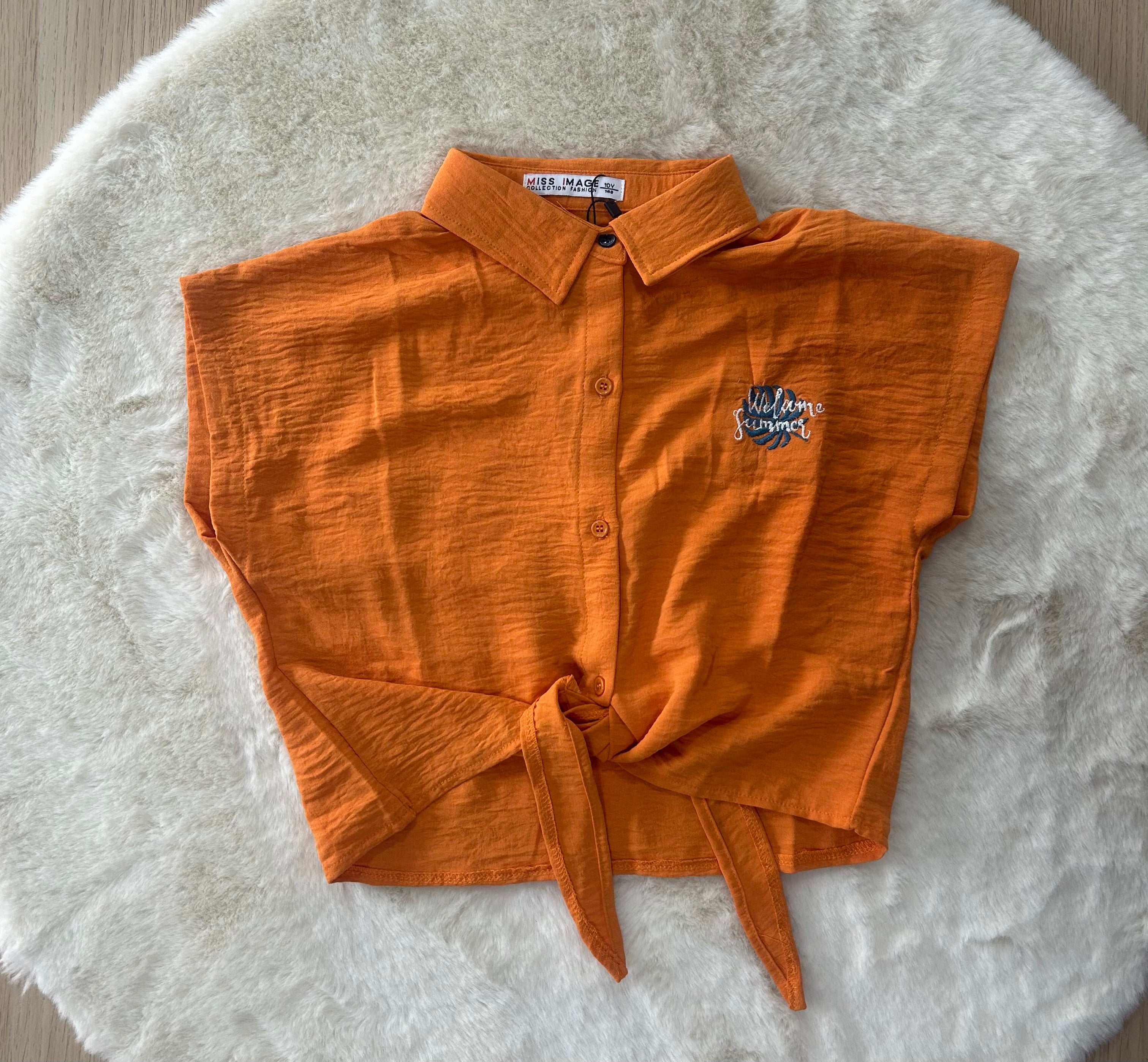 CAMICIA BAMBINA SMANICATA CON NODO