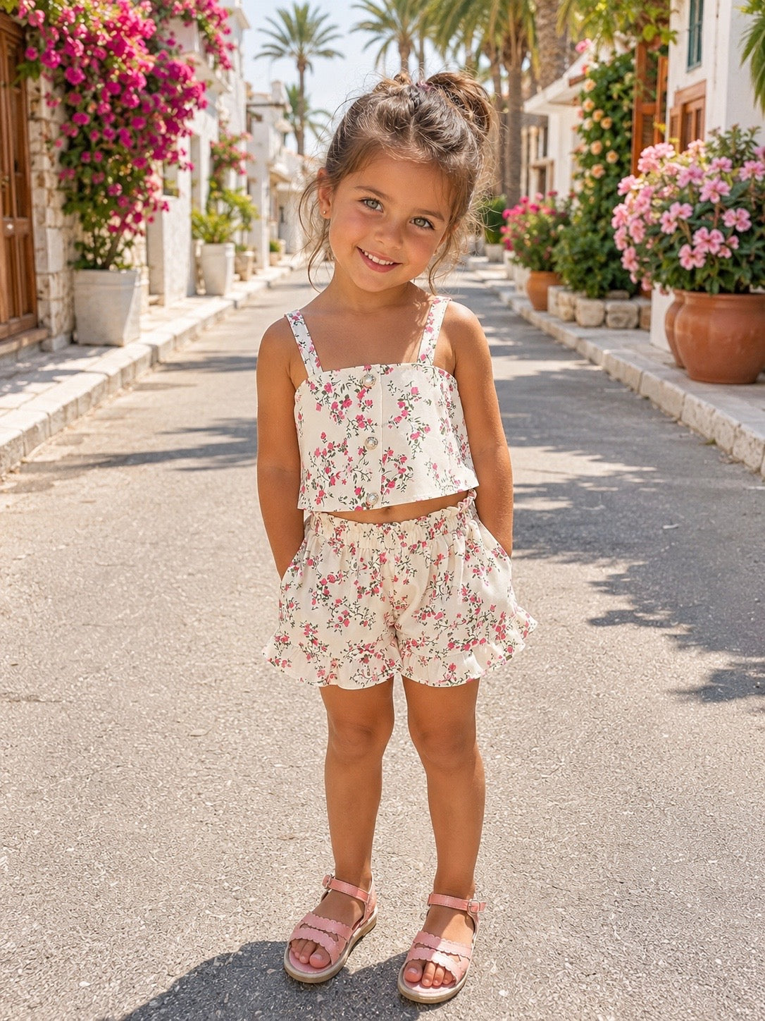 COMPLETO BAMBINA FIORATO