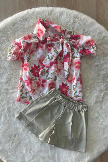 COMPLETO NEONATA CAMICIA FIORATA + PANTALONCINO