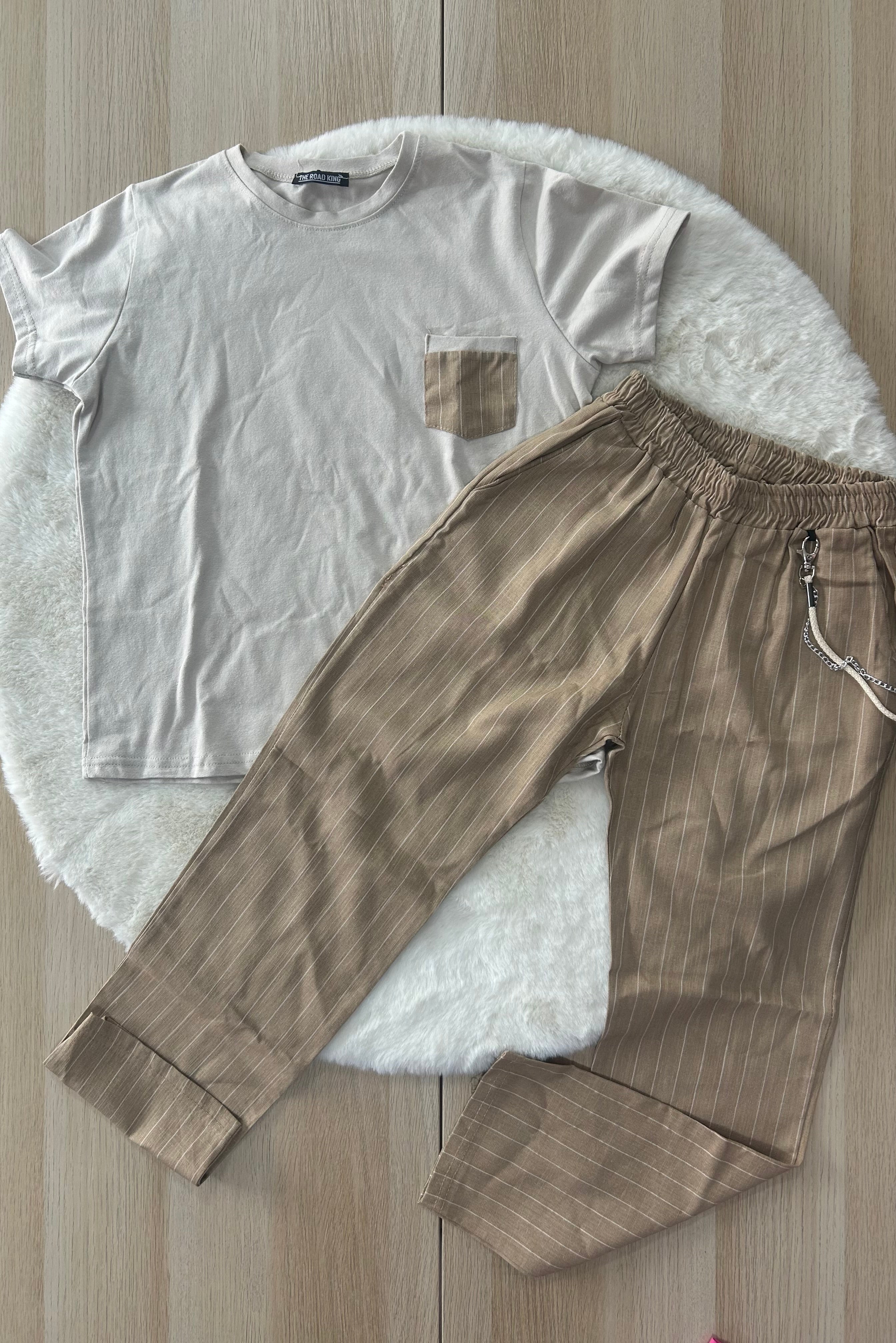 COMPLETO BAMBINO PRIMAVERILE PANTALONI IN LINO