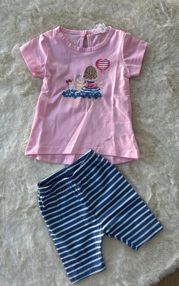 COMPLETO NEONATA A RIGHE IN COTONE