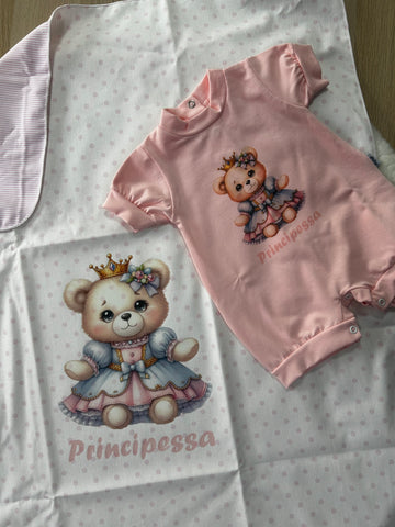 SET NEONATA COPERTINA + PAGLIACCETTO 100% COTONE