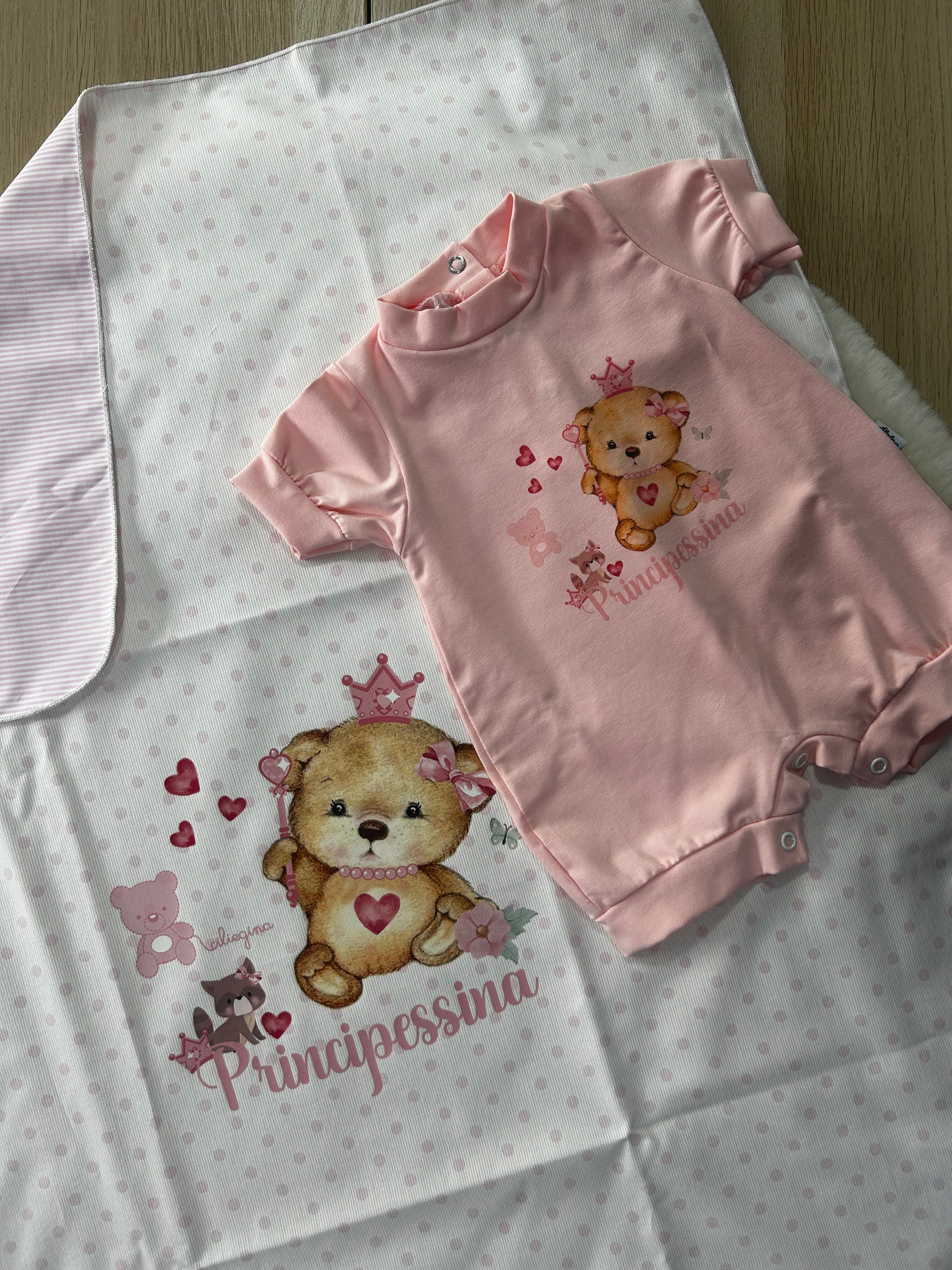 SET NEONATA COPERTINA + PAGLIACCETTO 100% COTONE