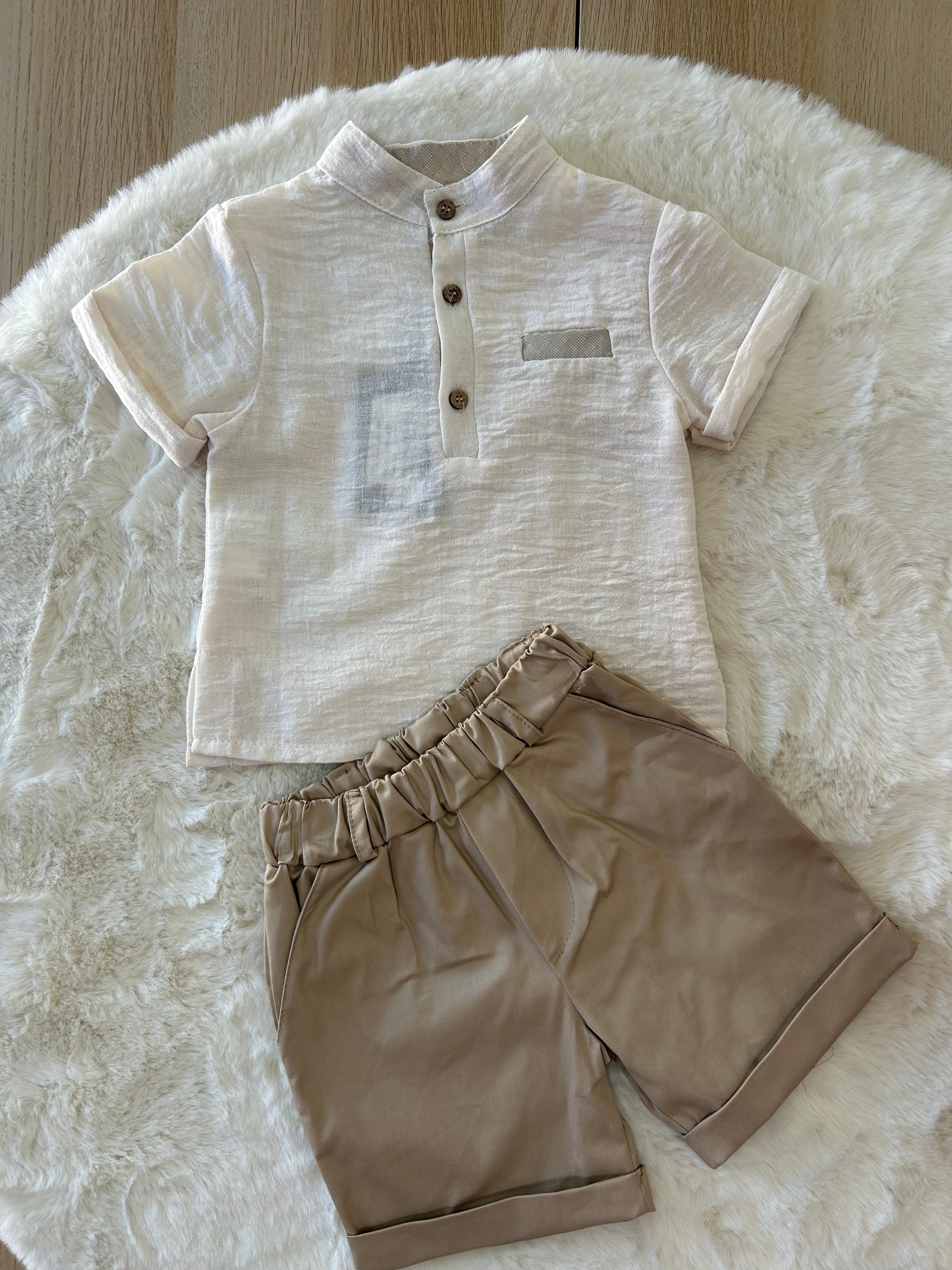 COMPLETO NEONATO T-SHIRT IN LINO