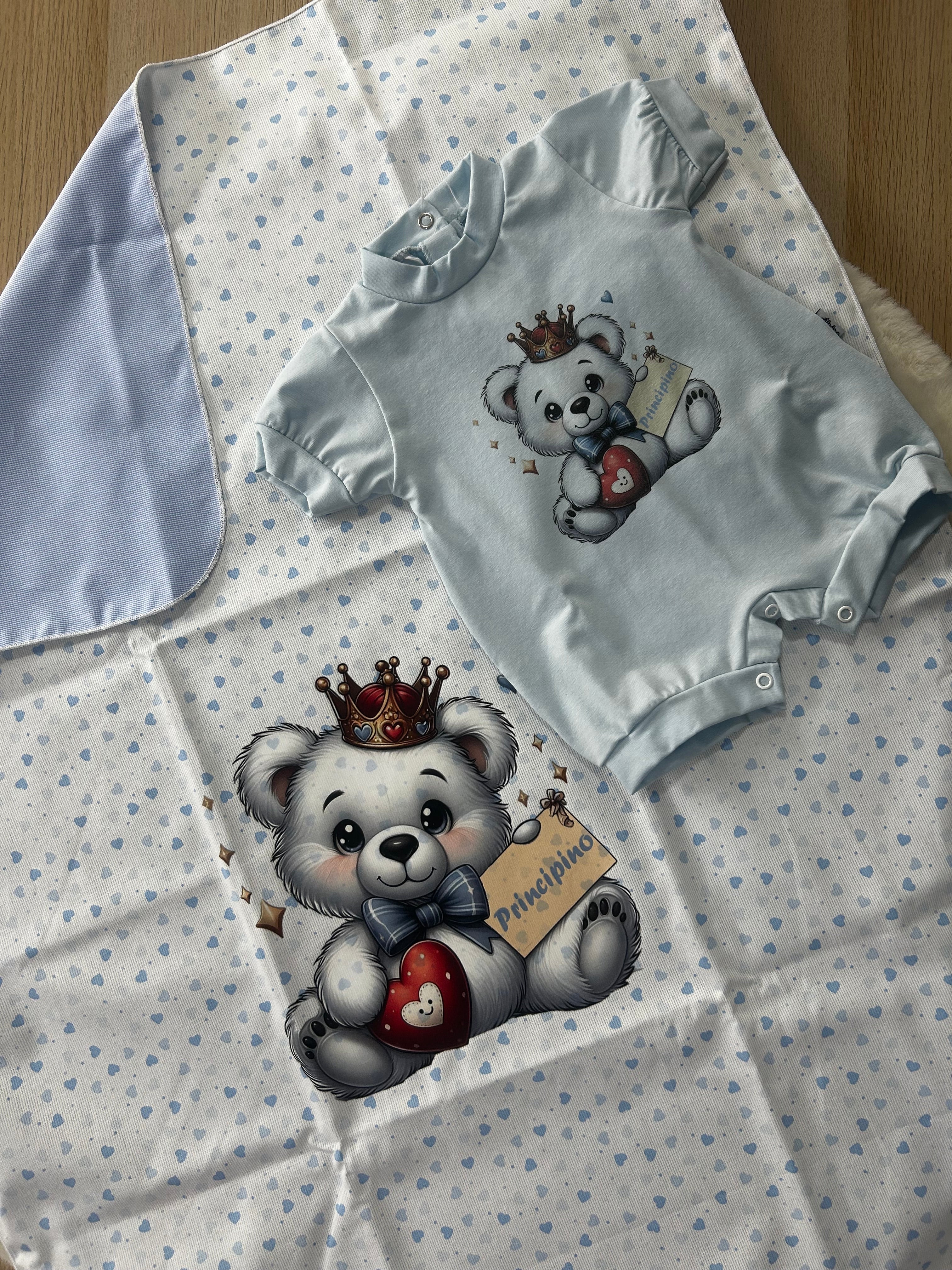SET NEONATO COPERTINA + PAGLIACCETTO 100% COTONE