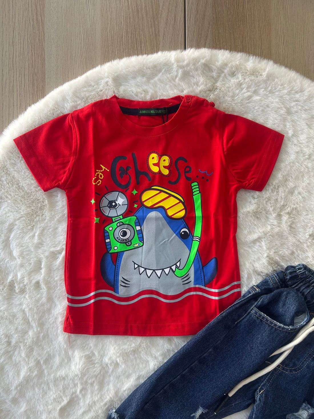 MAGLIA NEONATO MANICA CORTA CON SQUALO