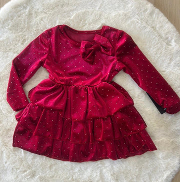 VESTITO BAMBINA CON STRASS E FIOCCO