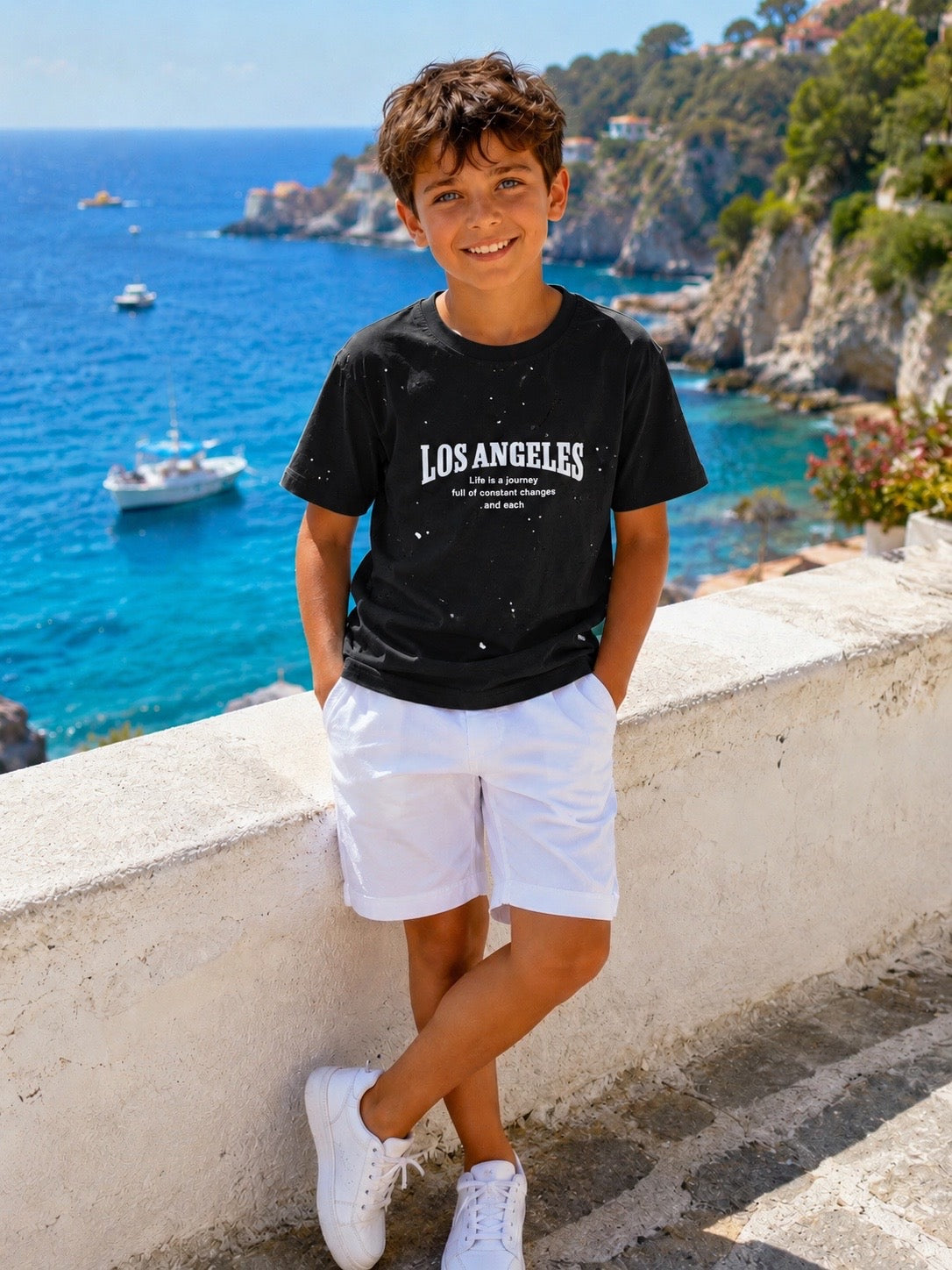 T-SHIRT 95% COTONE CON SCRITTE RETRO BAMBINO