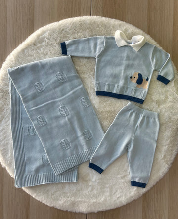 SET NEONATO CLINICO + SCIALLE 100% COTONE