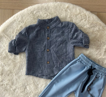 CAMICIA NEONATO EFFETTO JEANS