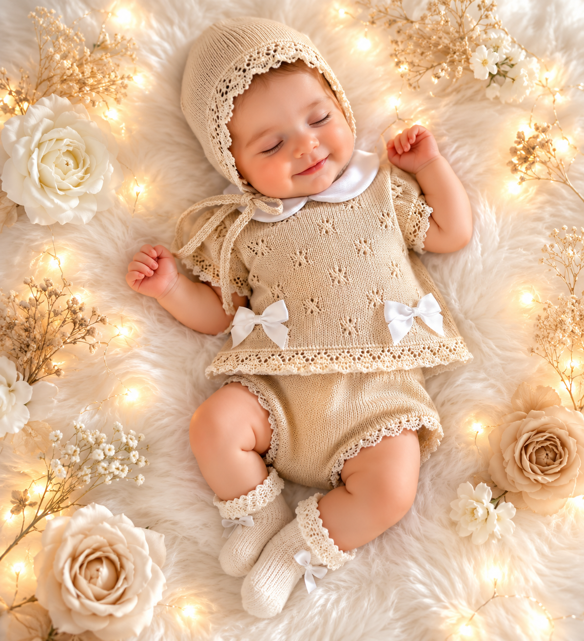 COMPLETINO NEONATA IN FILO DI COTONE 3 PZ