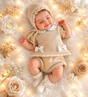 COMPLETINO NEONATA IN FILO DI COTONE 3 PZ
