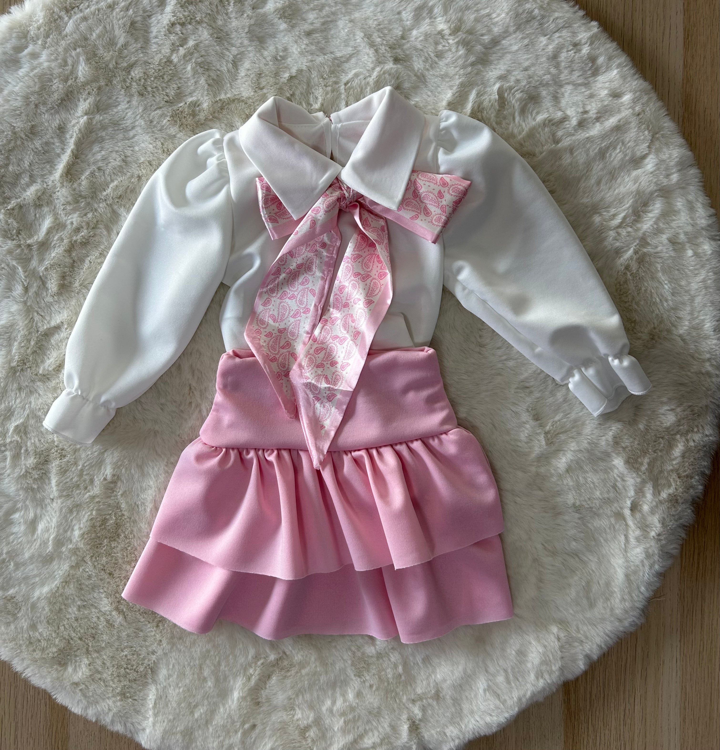 COMPLETO BAMBINA CON FIOCCO IN RASO