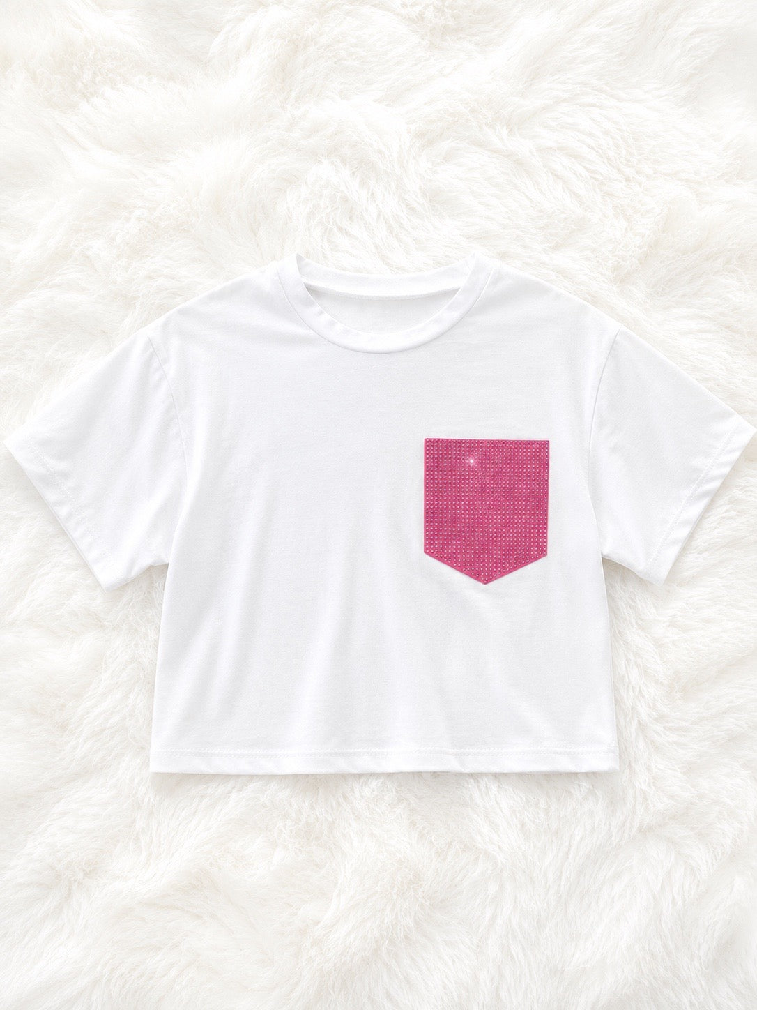 MAGLIA CON TASCA DI STRASS ROSA