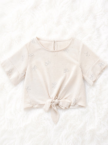 MAGLIA BAMBINA CON NODINO AVANTI E STRASS