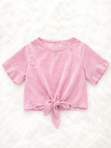 MAGLIA BAMBINA CON NODINO AVANTI E STRASS