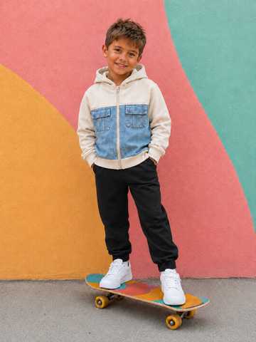 TUTA IN COTONE BAMBINO CON FASCIA JEANS