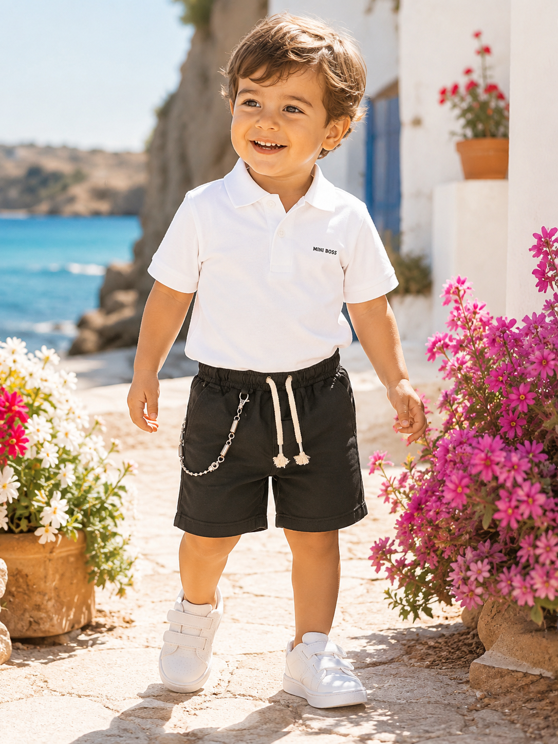 JEANS NERO PANTALONCINO CON CATENELLA