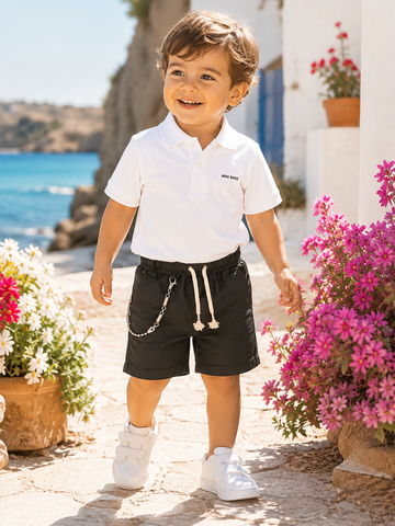 JEANS NERO PANTALONCINO CON CATENELLA