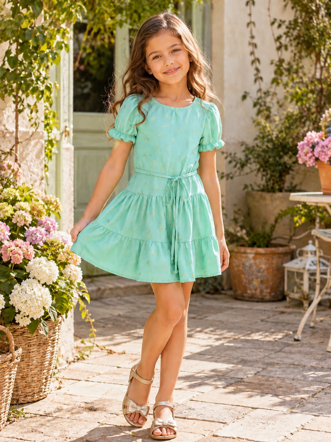 VESTITINO FOGLIE ORO BAMBINA
