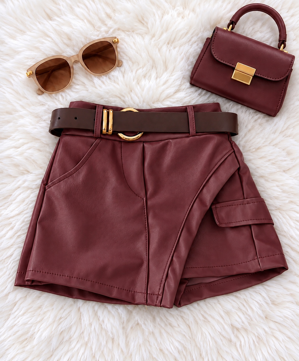 PANTAGONNA IN PELLE CON CINTA