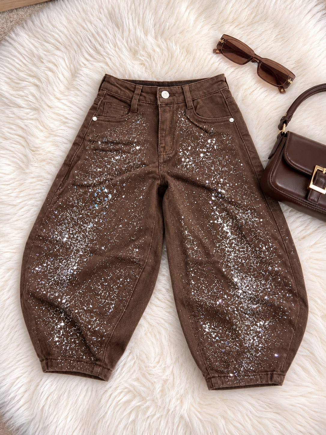 JEANS MARRONE GLITTER
