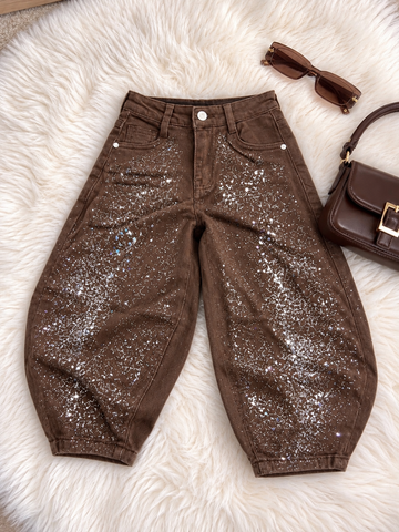 JEANS MARRONE GLITTER