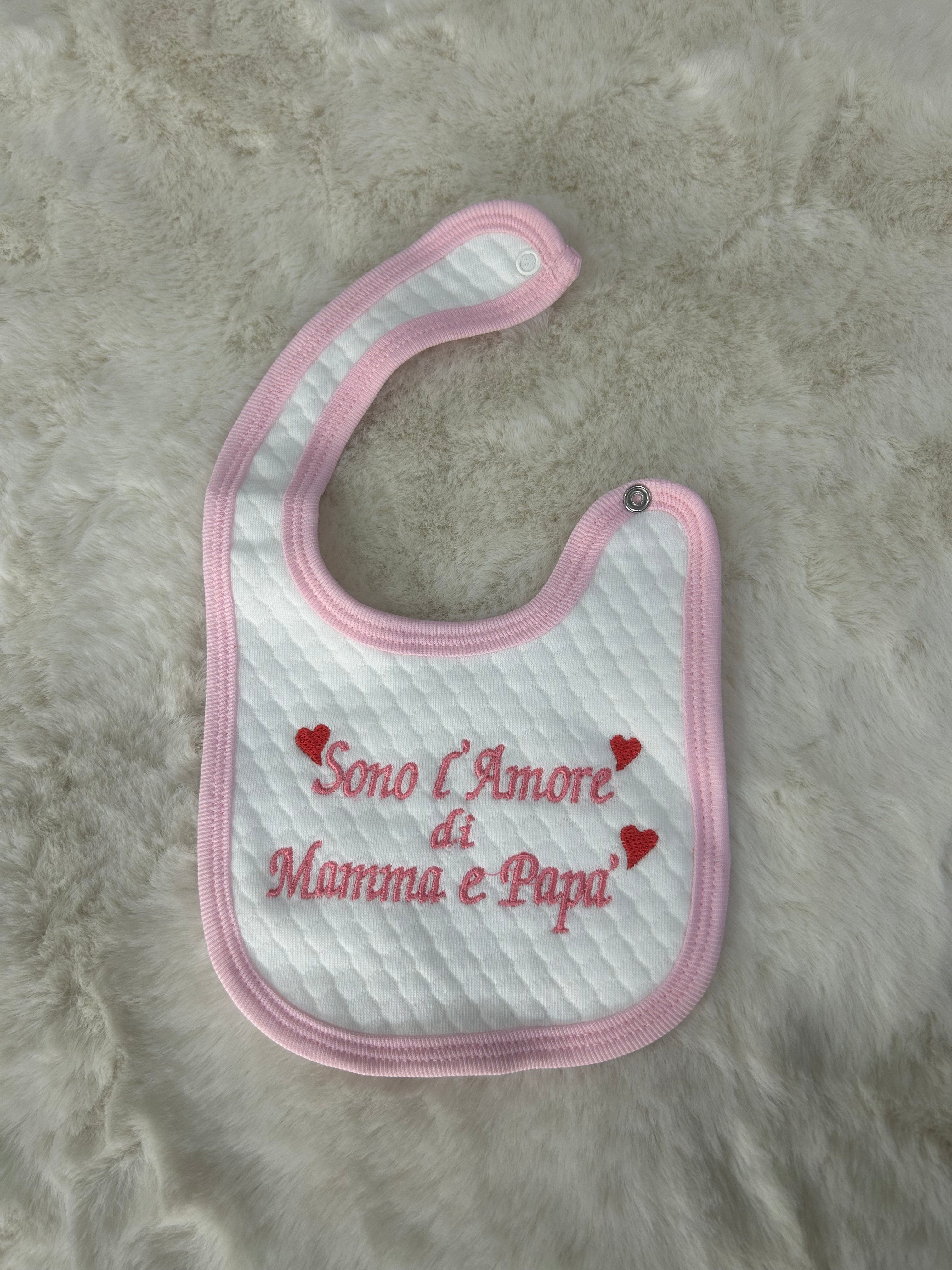 BAVETTA NEONATA MAMMA E PAPA'