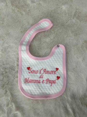 BAVETTA NEONATA MAMMA E PAPA'