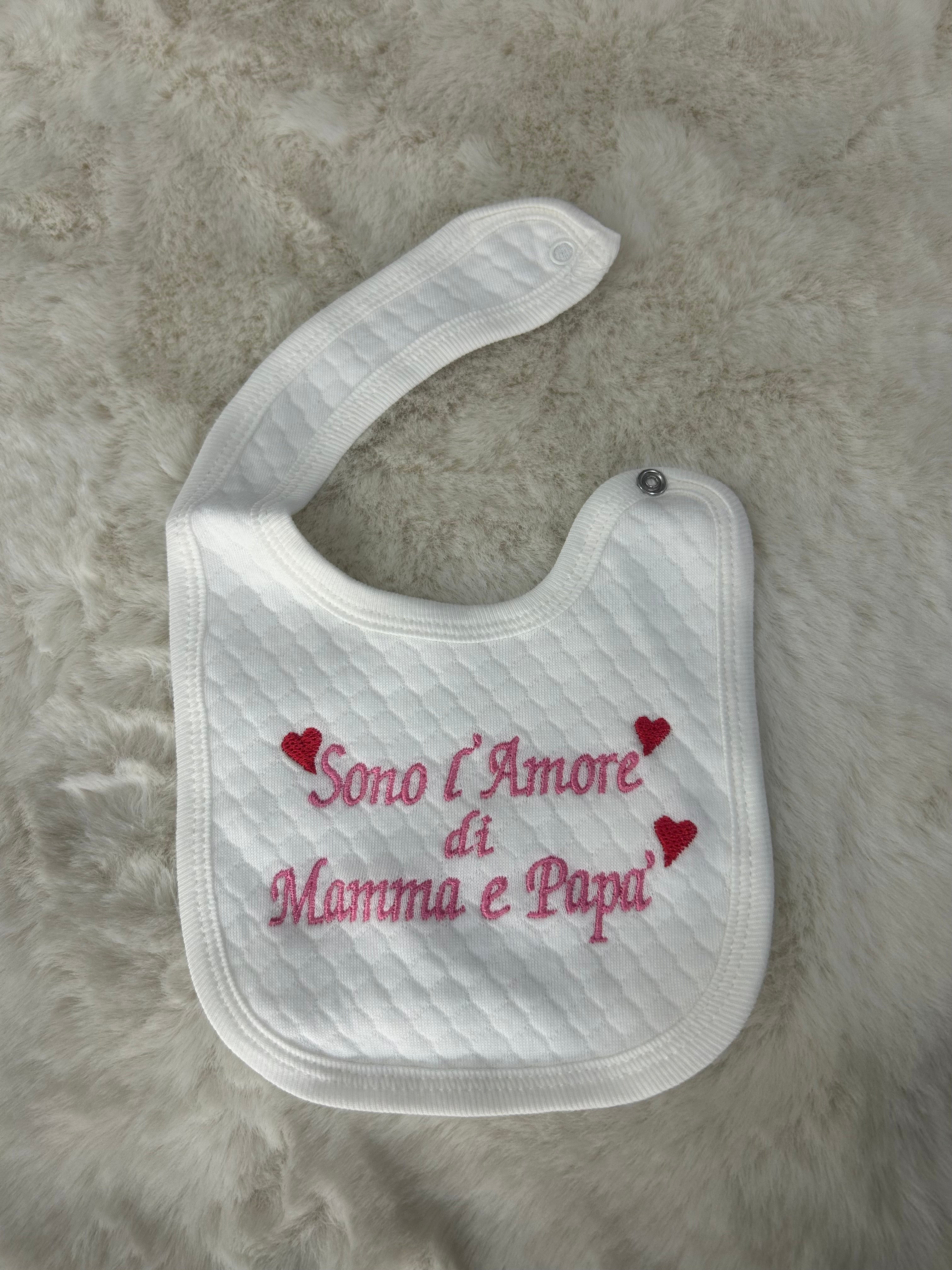 BAVETTA NEONATA MAMMA E PAPA'