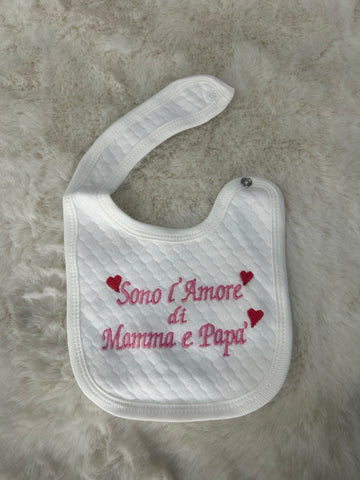 BAVETTA NEONATA MAMMA E PAPA'