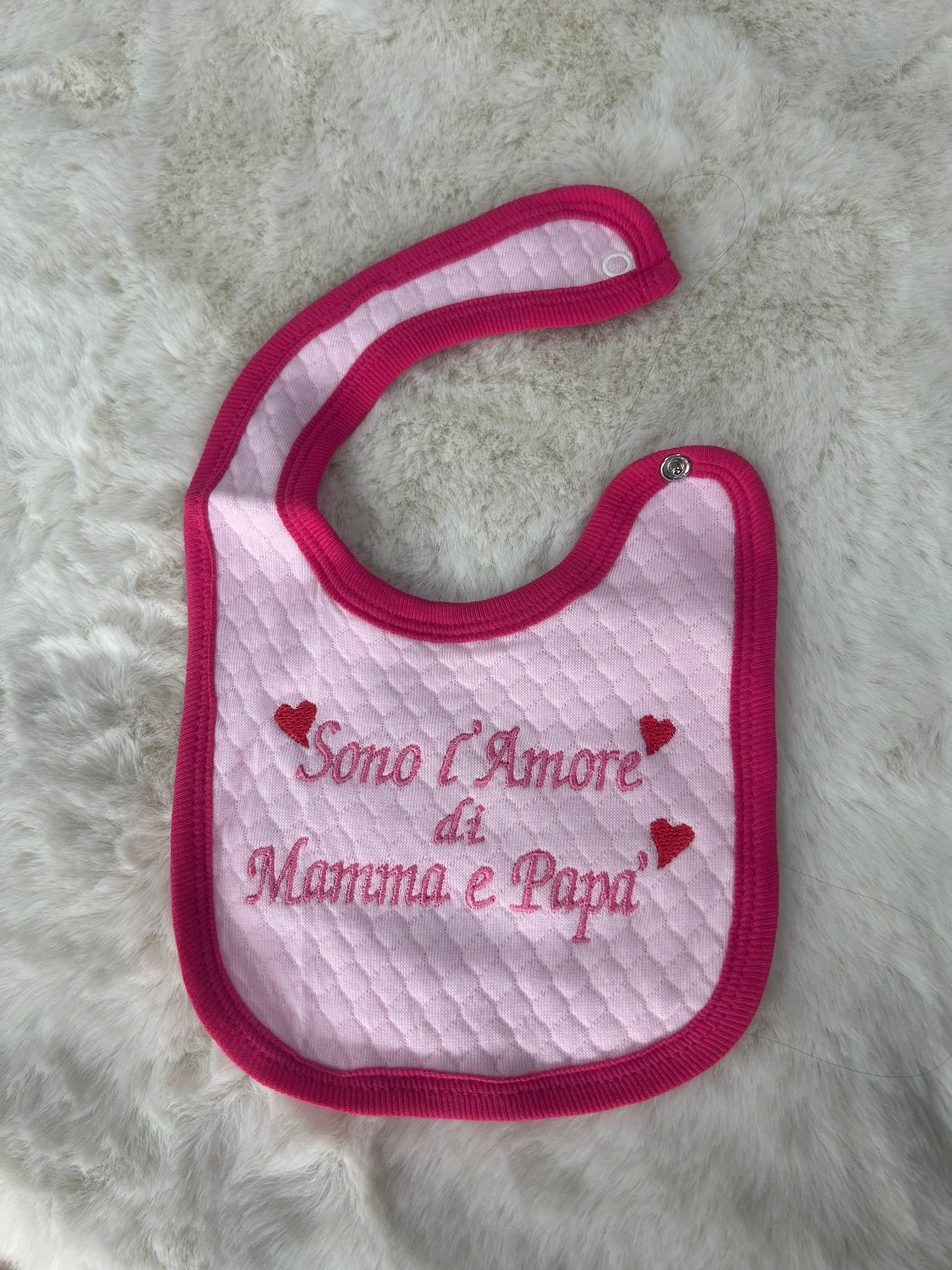 BAVETTA NEONATA MAMMA E PAPA'