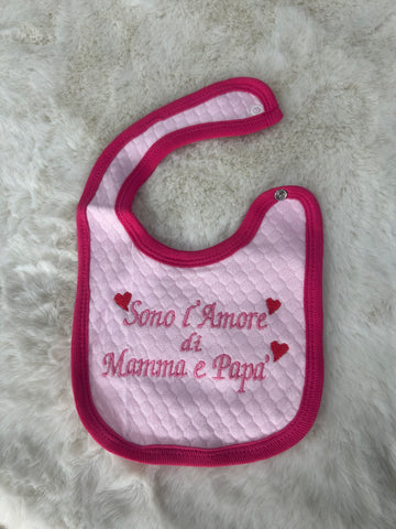 BAVETTA NEONATA MAMMA E PAPA'