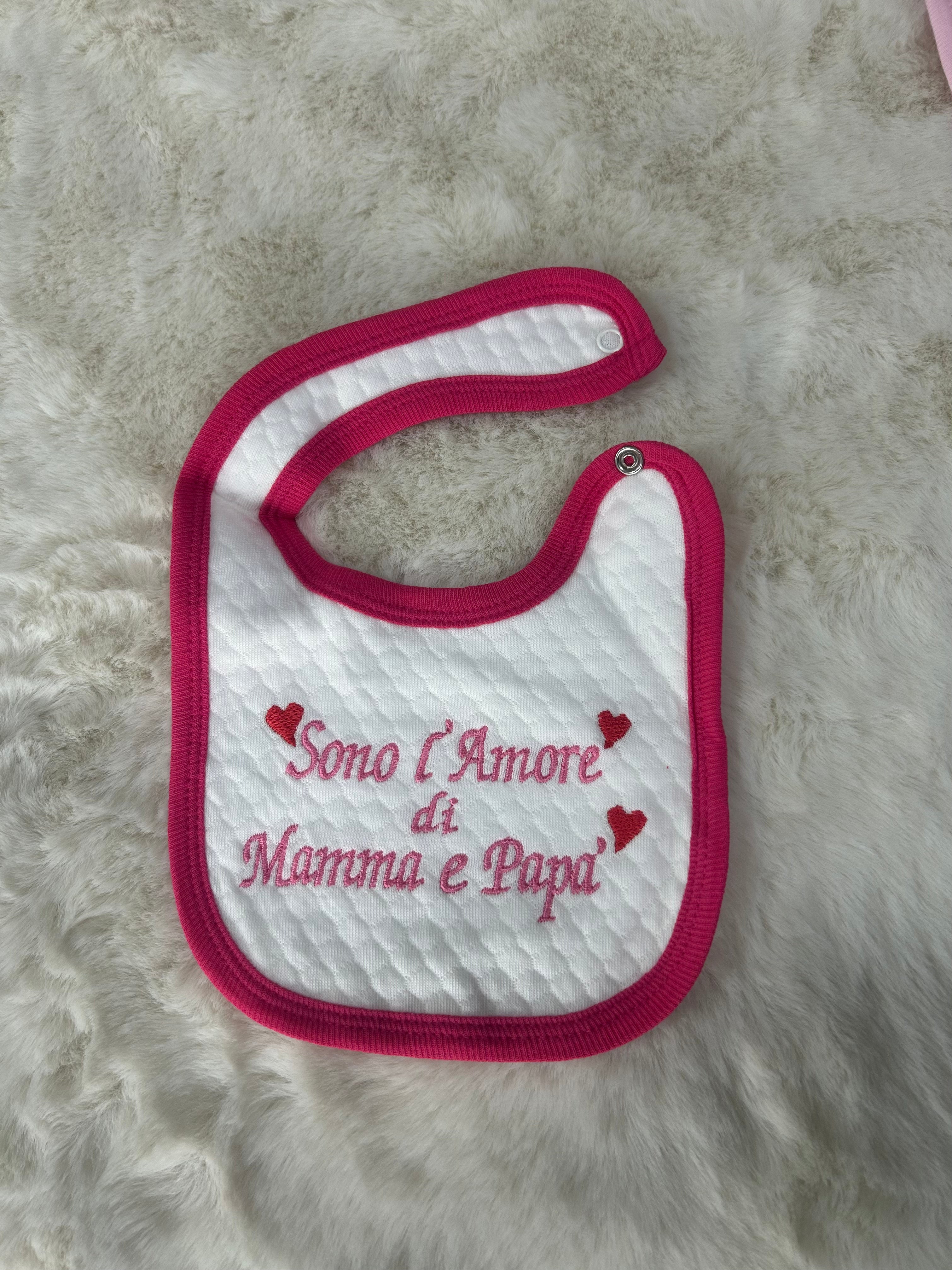 BAVETTA NEONATA MAMMA E PAPA'