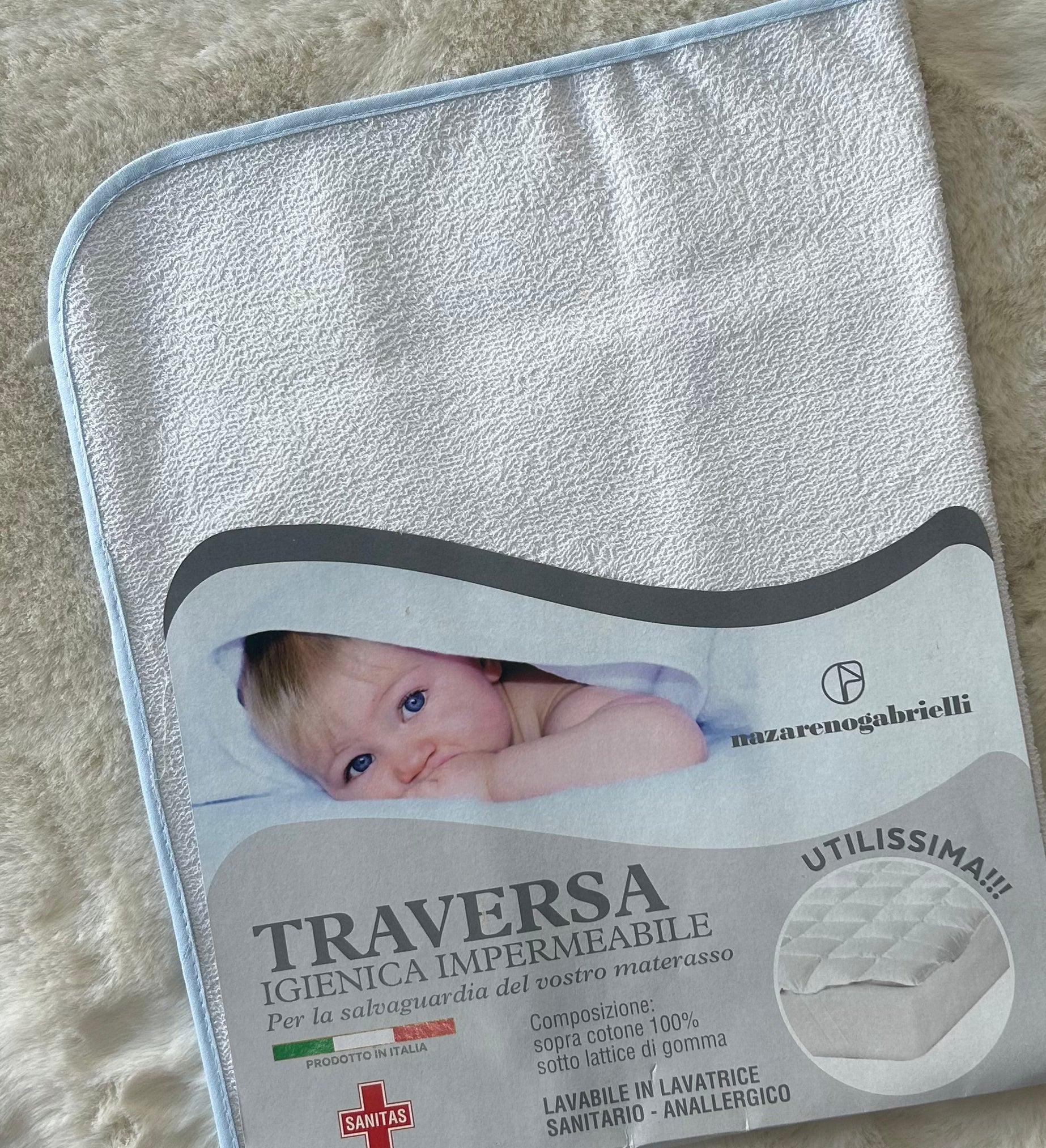 LENZUOLO NEONATA TRAVERSA IN SPUGNA 70X100cm