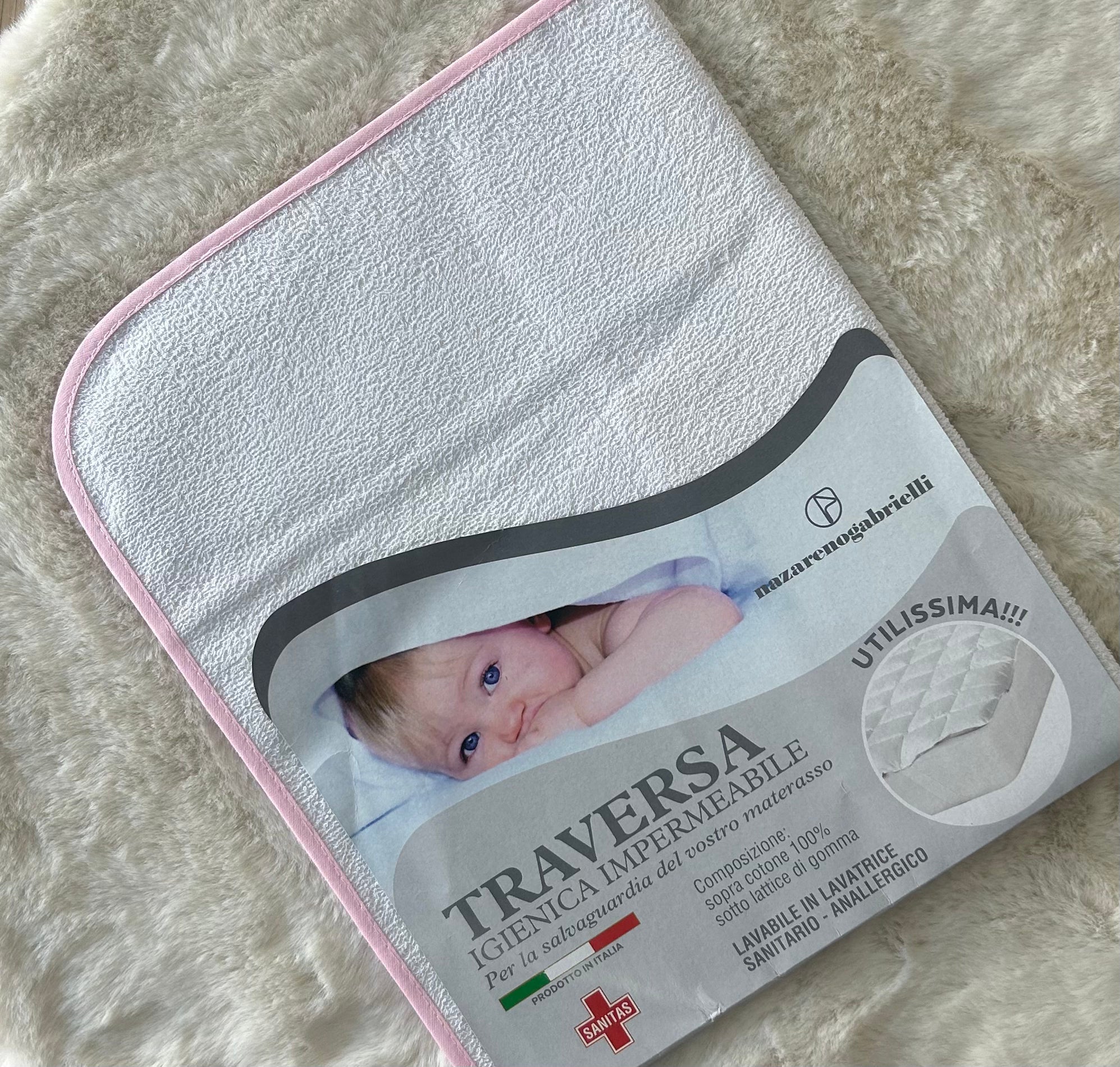 LENZUOLO NEONATA TRAVERSA IN SPUGNA 40x70cm